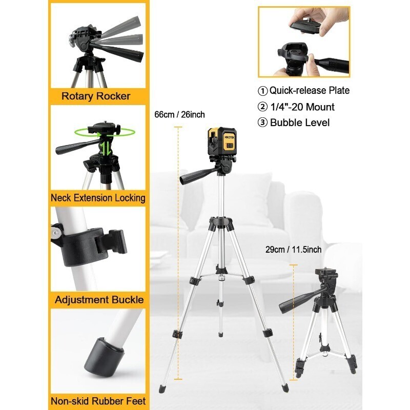 Laser Level with Tripod Self-Leveling Horizontal and Vertical Cross-Line Laser