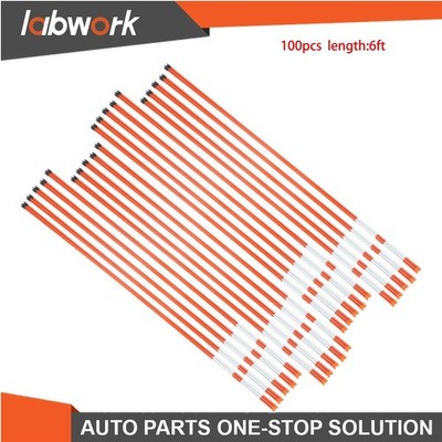Labwork 100× Reflective Markers 5/16'' Diameter Driveway Markers Snow Stakes 6'