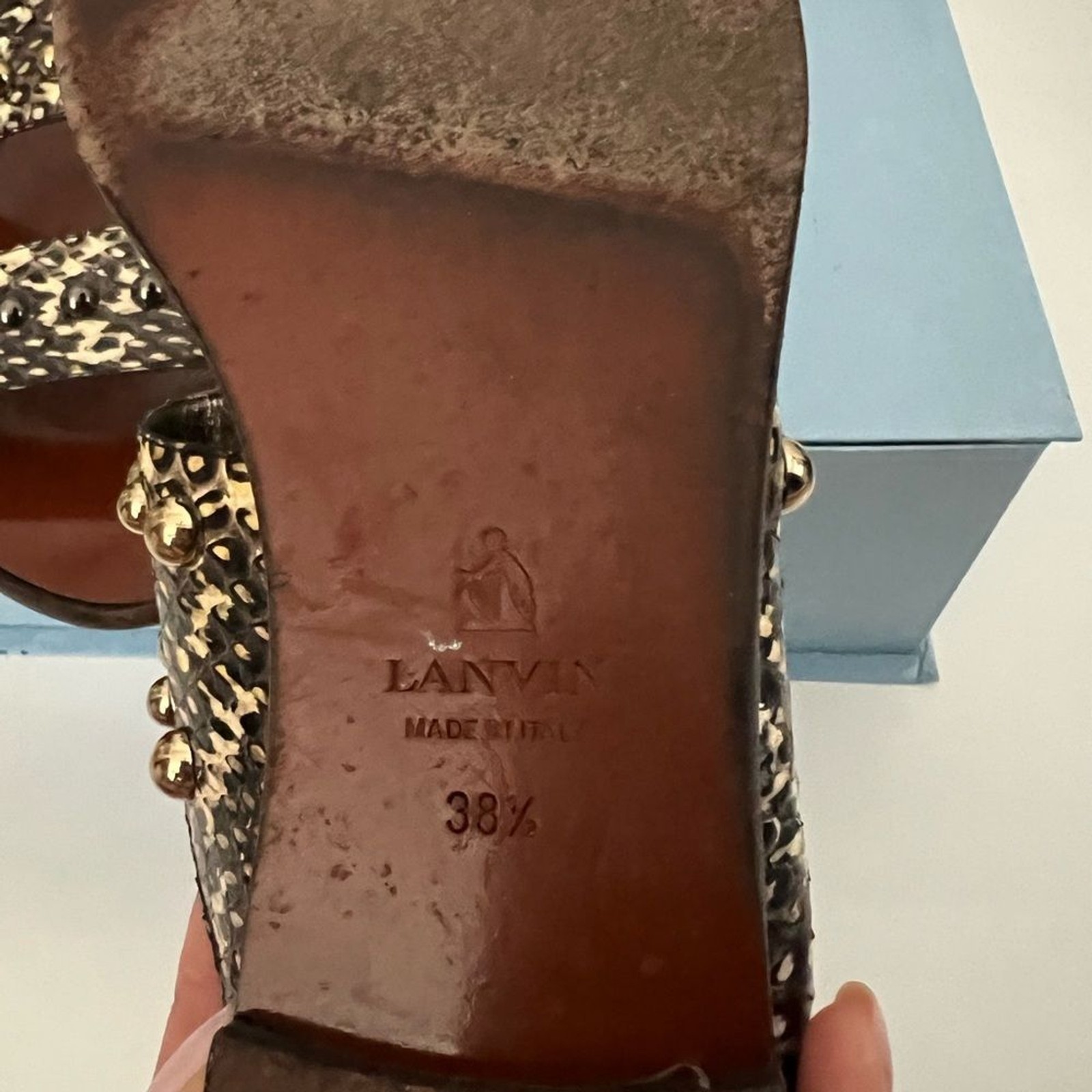 LANVIN Python Leather Double Strap Studded Flat S… - image 4