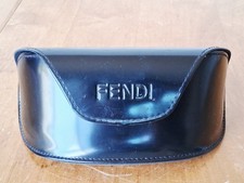Fendi Black Leather Clamshell Eyeglass Case Empty for Glasses / Sunglasses VGC
