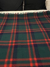 GAP Stadium/Throw Blanket WOOL Tartan Red Green Blue Plaid England VINTAGE 60x68