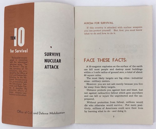 Survive Nuclear Attack -Ten for Survival -Booklet Given Out To People In 1960s - Picture 3 of 9