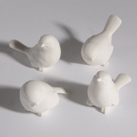 Porzellan Deko Weiß 4Er Set Moderne Tischdeko Hochzeit Taufe Kommunion VöGel
