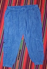 Johnny Was Sana Denim Pull On Textured Pant Embroidered Cargo Jogger Pants Sz XL