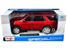 2021 CHEVROLET TAHOE RED METALLIC 1/26 DIECAST MODEL CAR BY MAISTO 31533