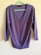 ModCloth MAK Sweater Purple V-neck 3/4 Sleeve Cardigan - Size L