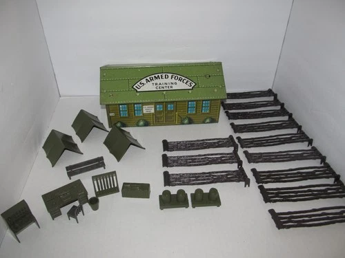 Vintage 1950's Marx Training Center Playset T1-14 Tin Building and Accessories