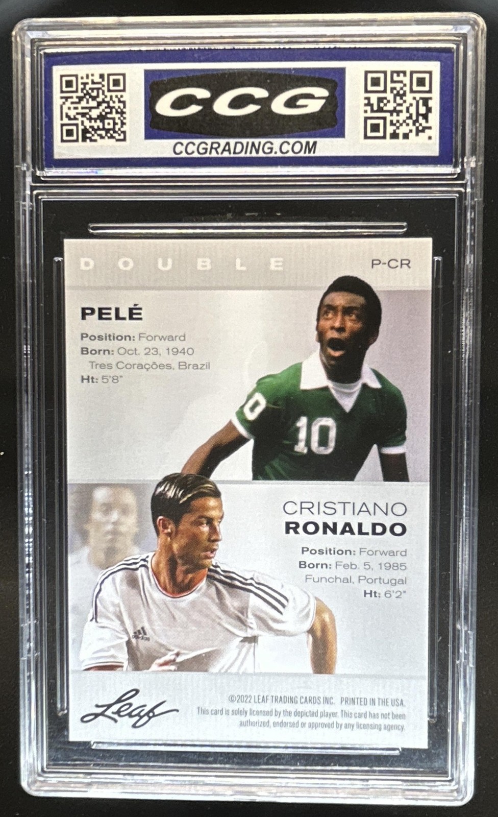 2022 Leaf Double Exclusive Legends Pele Cristiano Ronaldo #P-CR CCG 10 view 2
