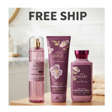 3-PACK COMBO Bath Body Works Very Violet Deluxe Fragrance Body Care Set