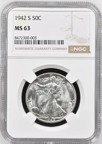 1942 S Walking Liberty Half Dollar NGC MS-63