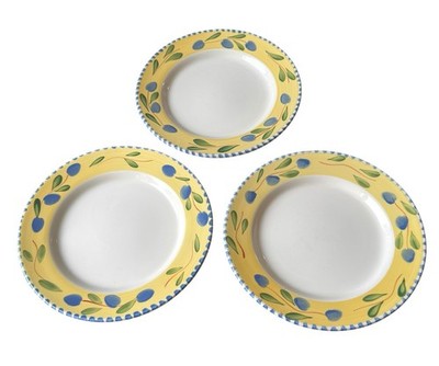 Pier 1 Palermo La Primula Dinner Plates 10.25  Hand Painted Italy Set of 3