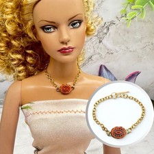 Collar gargantilla muñeca ovalada roja naranja para joyería muñeca de moda de 16 pulgadas
