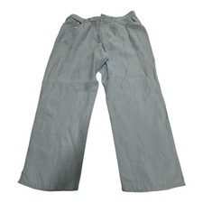 Lauren Jeans Co Ralph Lauren 100 Linen Wide Leg Cropped Blue Pants 14 Coastal