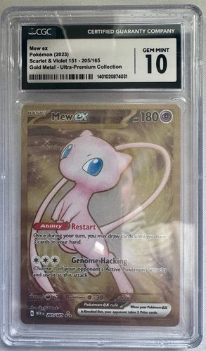 Pokémon Mew ex Scarlet & Violet 151 Gold Metal Holo CGC 10 205/165