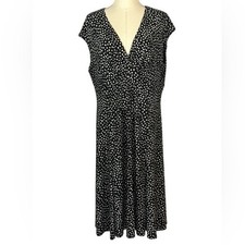 Chaps Black Mini Dress w/ White Polka Dots (Size XL)