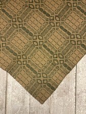 New Primitive TAN GREEN COVERLET TABLE SQUARE Large Tablecloth 52"