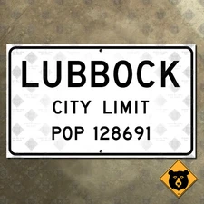 Texas Lubbock Hub City limits highway road sign marker South Plains Tech 15x9