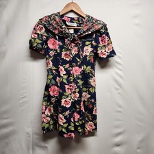Vintage Just Kidding by LaBelle Girls Size Large Floral Romper Blue Floral