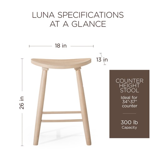 Maven Lane Luna Counter Stool in Light Oak Wood Finish (Open Box) - Picture 5 of 6