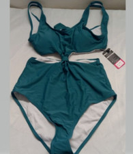 Trikini anudado de 1 pieza para mujer, verde 1 pieza trajes de baño pequeños