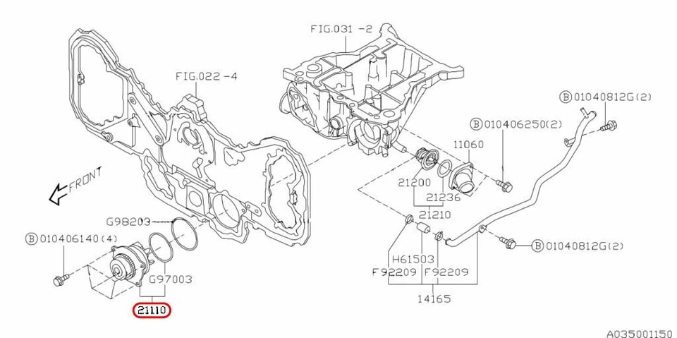 Subaru OEM Engine Water Pump 21110AA360 for Outback Legacy Tribeca - Image 3 of 4