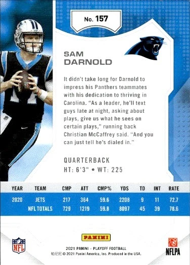 2021 Panini Playoff #157 Sam Darnold - Image 2 of 2