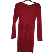 AUTOMET Women Casual Fall Long Sleeve Dress 2021 Ruched Bodycon Tie Waist Sz S