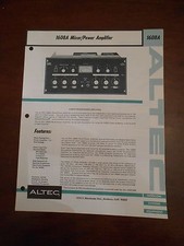 ORIGINAL ALTEC 1608A MIXER POWER AMPLIFIER AMP DEALER SPEC SPECIFICATION SHEET