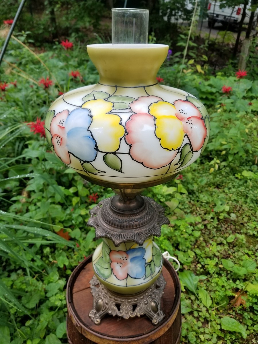 Vintage Hand Painted Gone With The Wind Parlor Hurricane Table