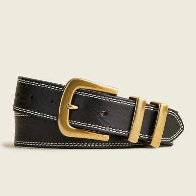 J Crew Italian leather belt Item BD072 BROWN BLACK ALMOND XL  display picture 3