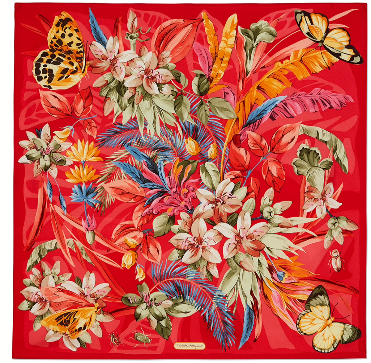 New Unisex Salvatore Ferragamo Scarf Butterfly Floral Hot Pink