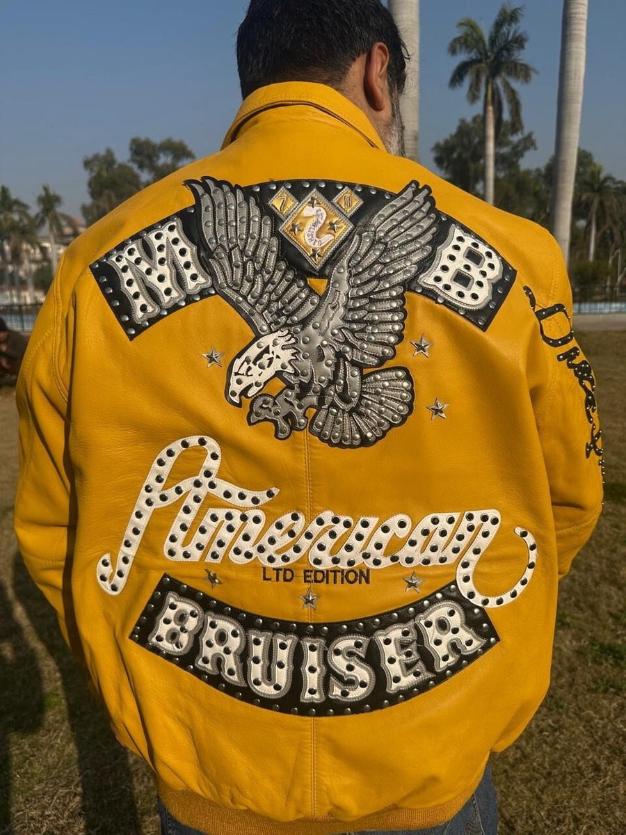 ジャケット・アウター PellePelle American Bruiser Plush Yellow Pelle Pelle American Bruiser Plush Leather Jacket |Pelle