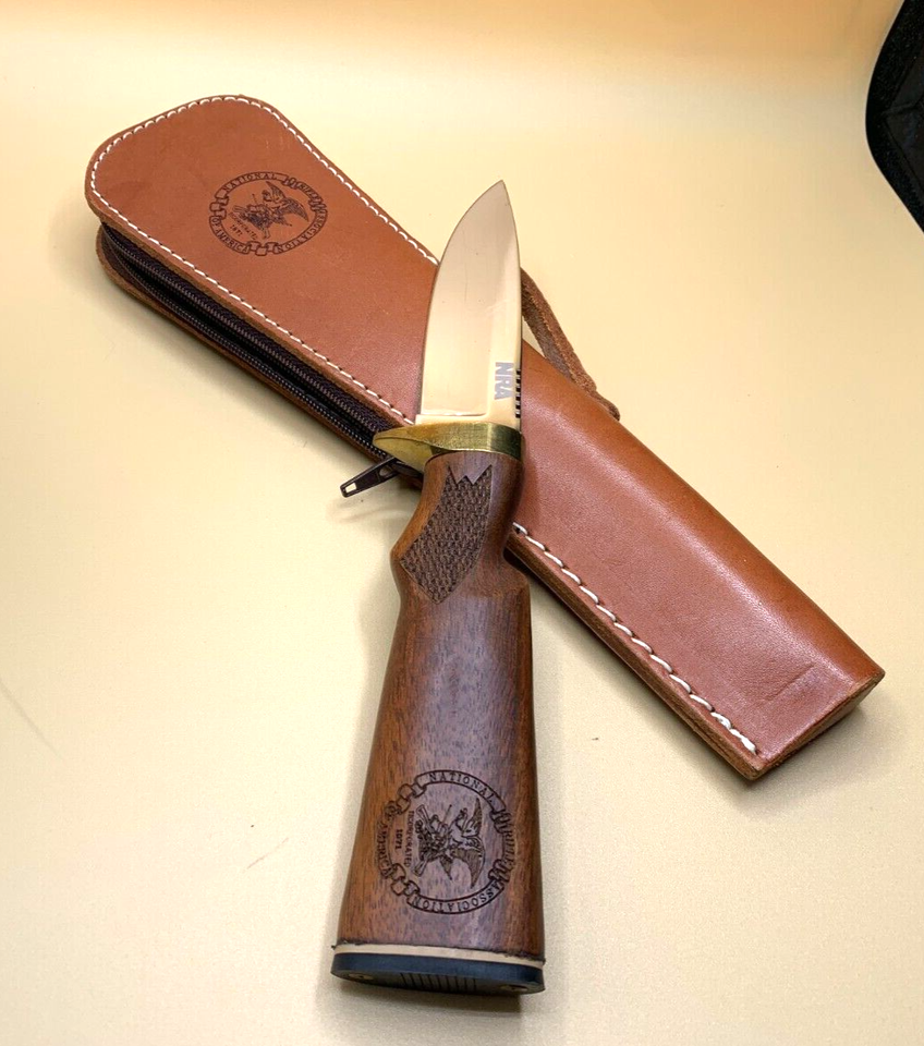 Corwin Knives NRA Gunstock Hunting Knife & Leather Gun Case Sheath 91/