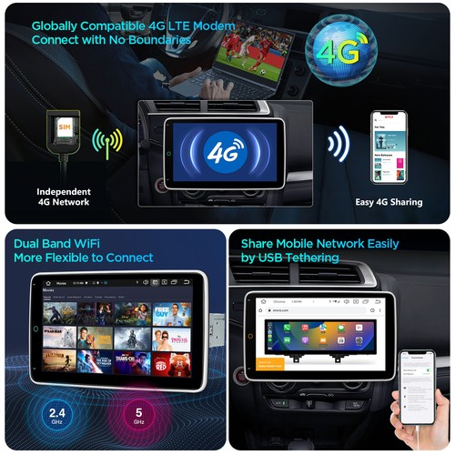 XTRONS 10,1" QLED Android 14 Autoradio Octa Core 4G+64GB 1DIN GPS Navi Gyroscope - Afbeelding 18 van 24