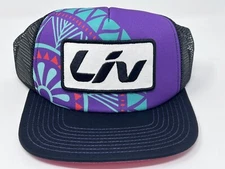 LIV PURPLE PATTERN FLAT CAP TRUCKER STYLE CYCLING BASEBALL CAP/HAT DH MTB