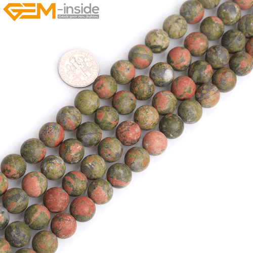 Green Unakite Jasper Forested Matt Round Beads Jewelry 15" Making Natural Stone - Picture 44 of 62