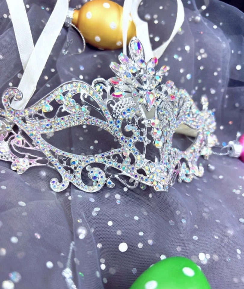 Masquerade Mask for Women, Crystal Mask Rhinestone, Venetian Party, Evening Prom - Image 2 of 3