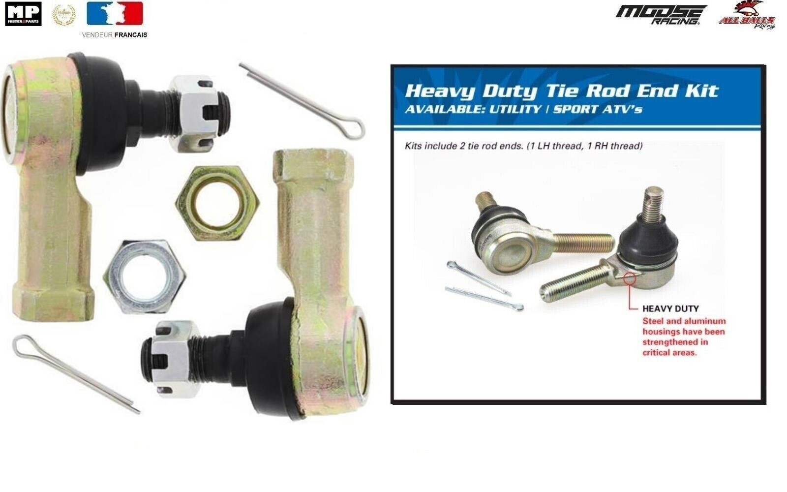 Rotules de direction All Balls pour corriger le guidon qui tremble sur Yamaha YFM 250