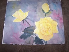 Original Watercolor By Peg Humphreys, Yellow Roses 11"x13.5"