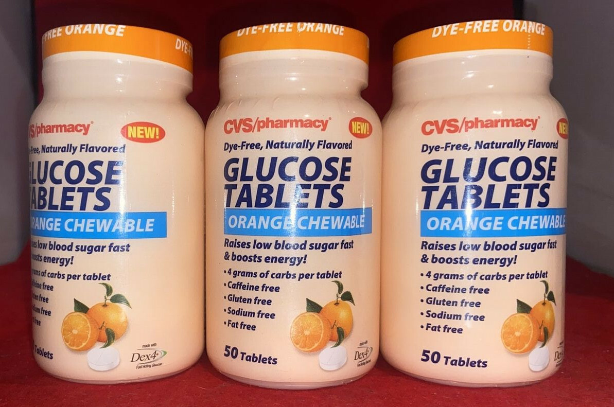 CVS Ranking TOP4 Dye Free Glucose DEX4 Chewable Orange Tablets