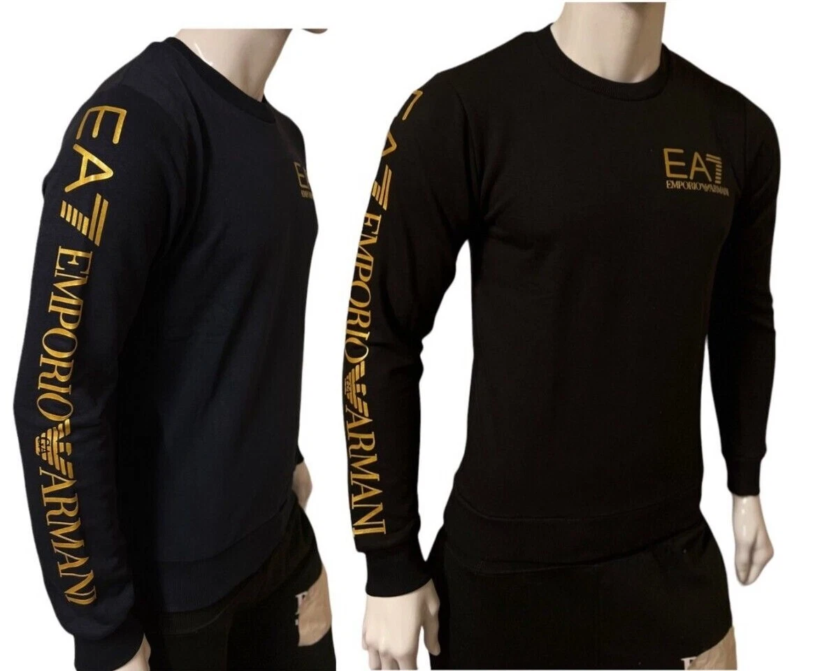 Emporio Armani Ea7 Long Sleeve Crew Neck Gold Logo Sweatshirt For Men in Ecuador at USD 93 Rating 5