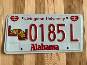 Alabama Livingston University License Plate