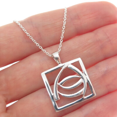925 Sterlingsilber Italien Modernist Quadrat Kabel Kette Halskette 18''