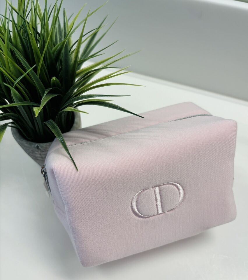 Dior CD logo Beauty Cosmetic Makeup Clutch Bag | Pink | NEW