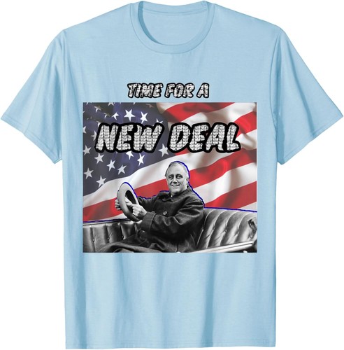 Time for a New Deal FDR T-Shirt Hoodie - Picture 8 of 12