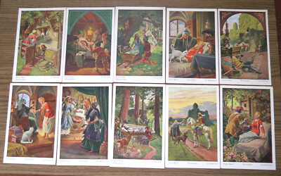10 SLEEPING BEAUTY - BROTHERS GRIMM - OTTO KUBEL Old Postcards