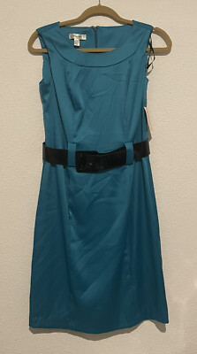 Dress Barn Turquoise Work Professional Dress with belt Size 6 NEW Cocktail  | eBay