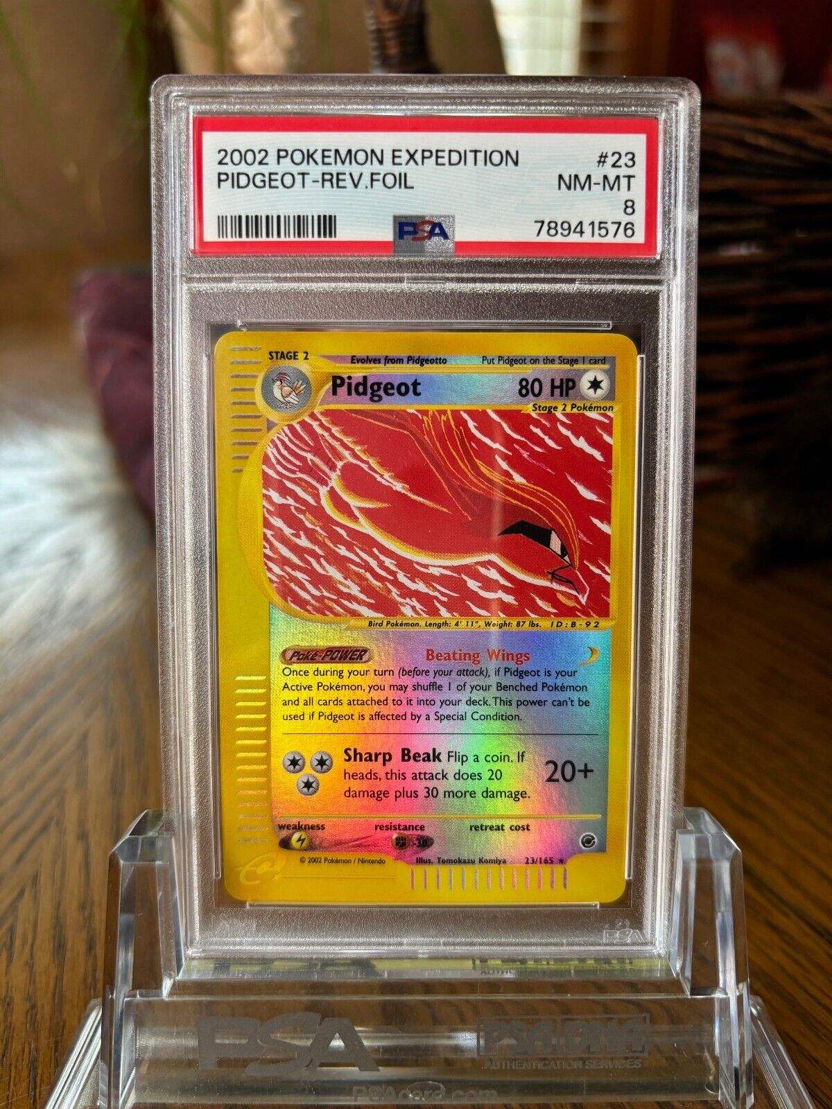 Pokemon Expedition Reverse Foil #23/165 "Pidgeot" card PSA 8