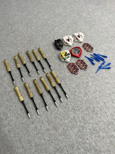 Lot of 12 Dart Shafts & 8 Flights Packers Spider AS air force