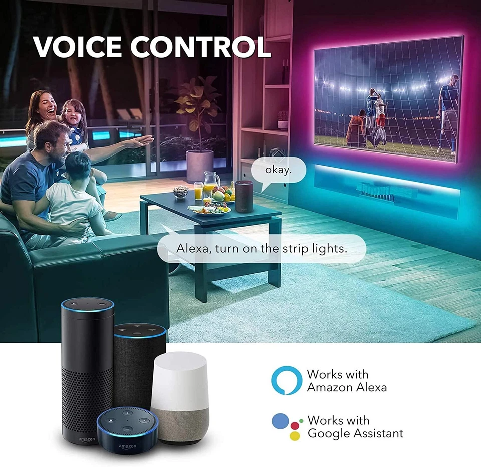 HBN 32.8ft Smart LED Strip Lights WiFi RGBW, Work W/ Alexa, Google Assistant - Image 3 of 4